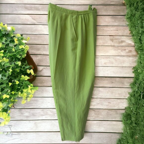 VINTAGE LAURA ASHLEY (14 / L)  2pc. Silk/Linen Green w flower Jacket and… - Picture 4 of 11